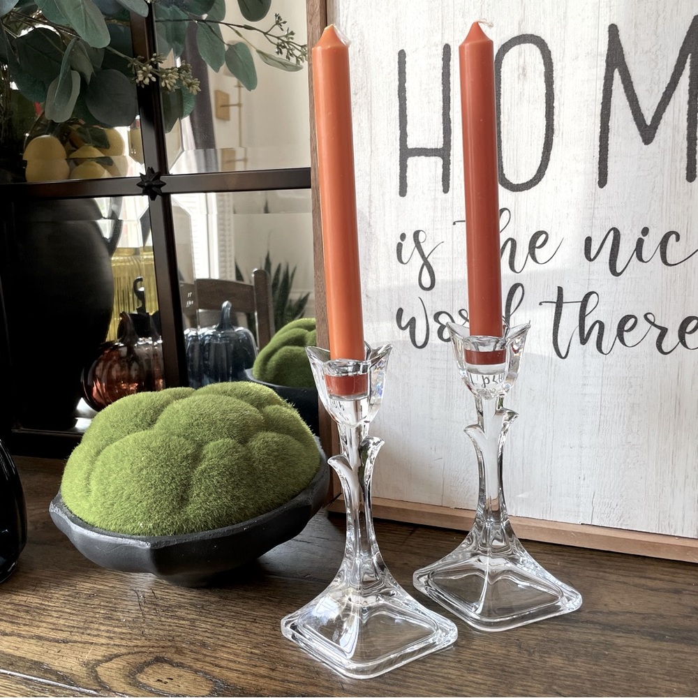 Set 2 Toscany Tulip Candlesticks Crystal Candle Holders 8”